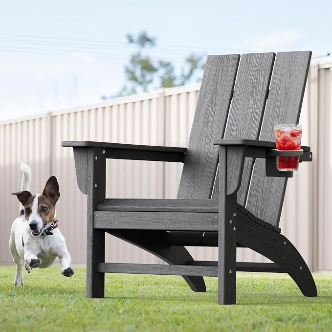 Modern Adirondack Chair, HDPE Plastic Patio Chairs for All Weather, Fire Pit Chair, Outdoor Lawn ... | Amazon (US)