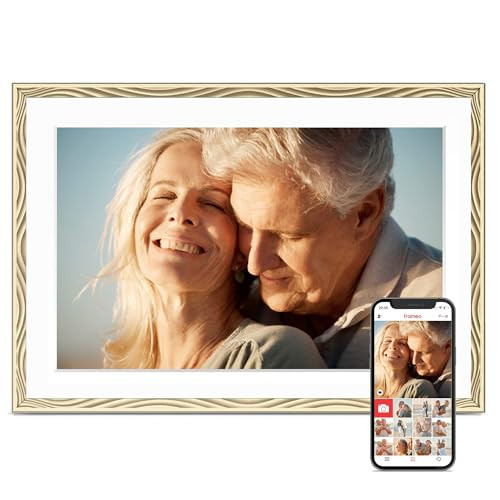 Digital Picture Frame, 10.1'' Frameo Digital Frame Wifi, 32GB Memory, 1280*800 HD Touch Screen Digital Photo Frame, Wall Mountable, Share Instantly, Anniversary, Birthday Gifts for Women, Mom, Golden | Amazon (US)