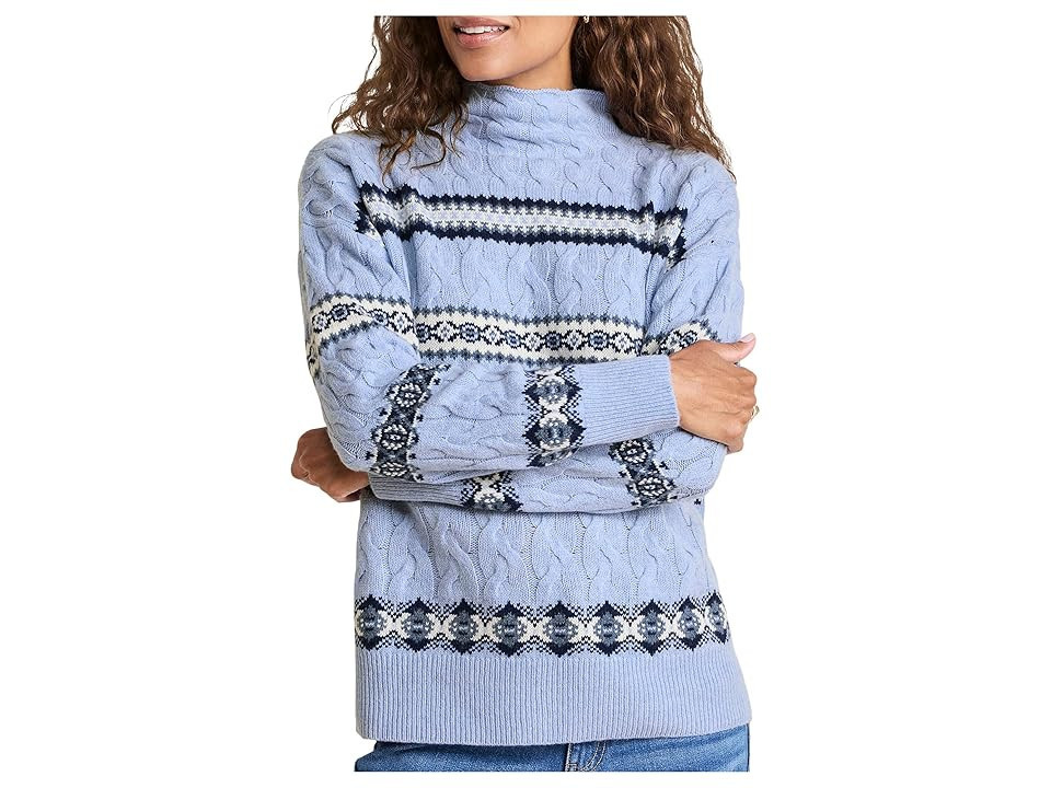 Vineyard Vines Mock Sweater Women's Sweater Jake Blue Heather : LG, Cotton/Nylon/Wool | Zappos
