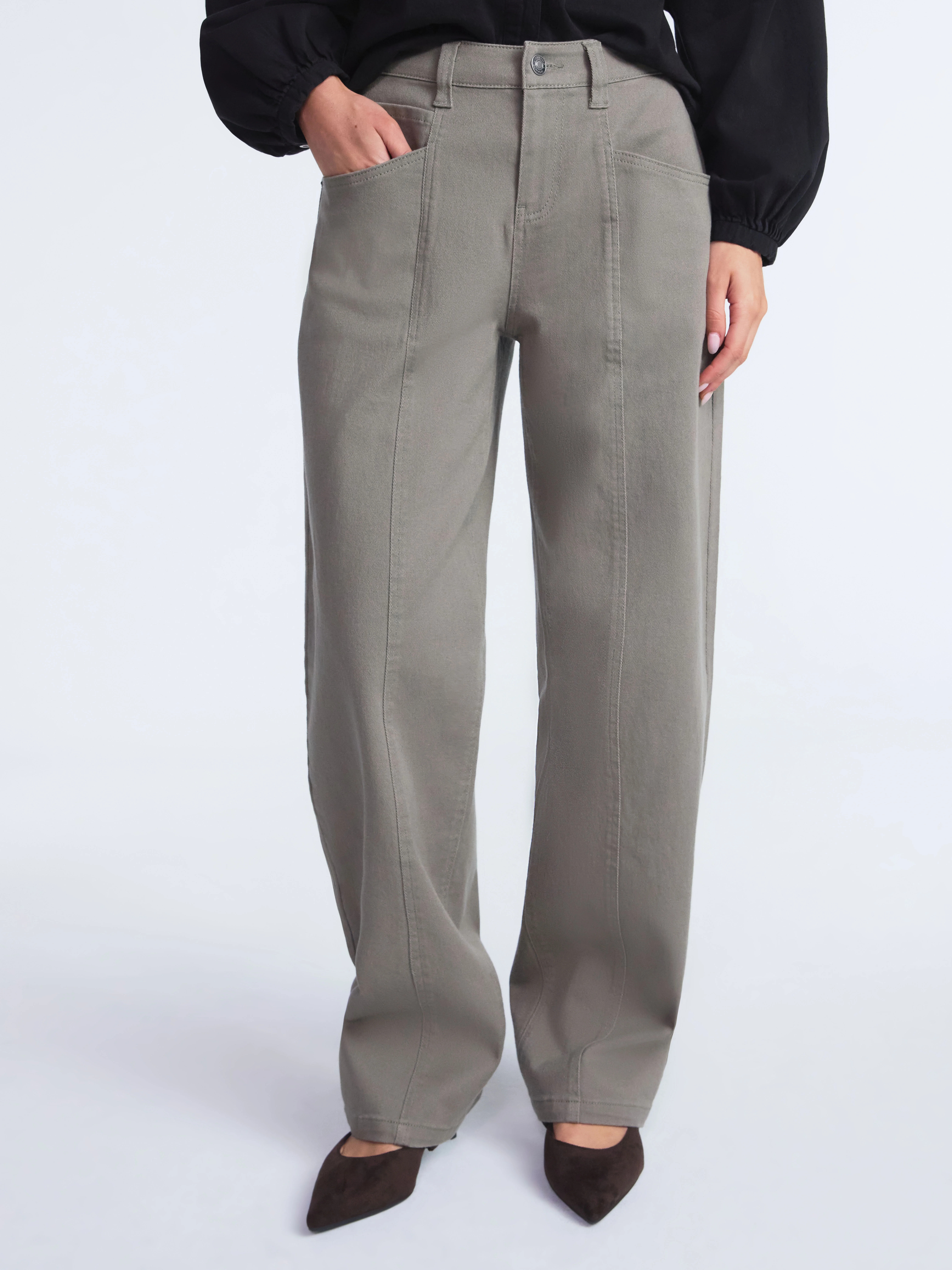 Scoop Women's and Women’s Plus Seamed Barrel Jeans, Sizes 0-26 | Walmart (US)