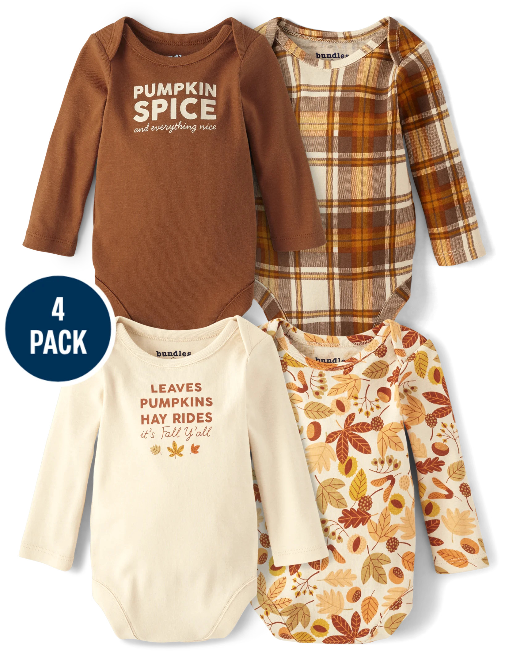 Unisex Baby Plaid Bodysuit 4-Pack - hay stack | The Children's Place