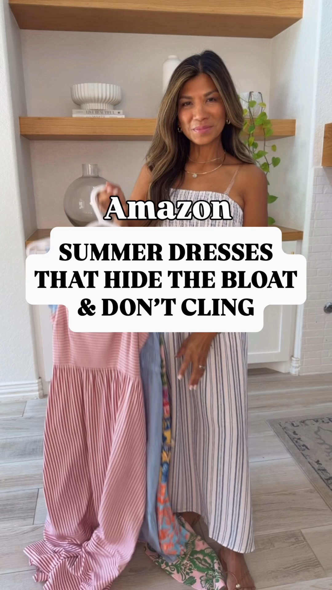 I’m 5’2” 118#ish for reference 
All dresses are in size small except the blue stripes with clear straps-in XS. For the first dress runs big-size down. 
Sandals tts.
Accessories are linked.
These dresses hide the bloat and don’t cling!
Summer outfits, vacation outfits, cruise outfits, baby shower, Amazon finds, over 50 style, midlife fashion, petite fashion,midlife women, affordable fashion, fashion over40

#LTKOver40 #LTKPetite #LTKmomlife
