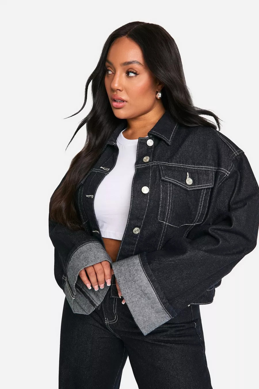Plus Deep Turn Up Cuff Denim Jacket | Nasty Gal US