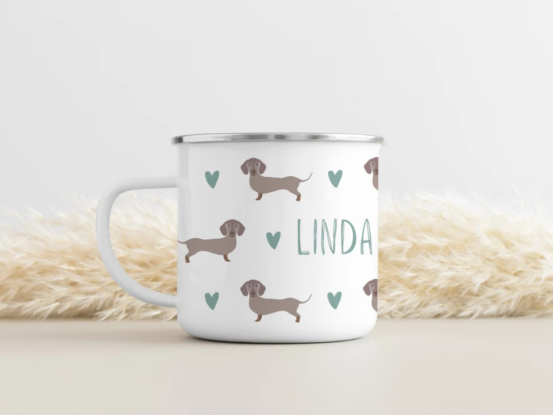 Custom Dachshund Mug, Personalized Dog Mug, Ceramic or Enamel Mug, Weiner Dog Gifts - Etsy | Etsy (US)