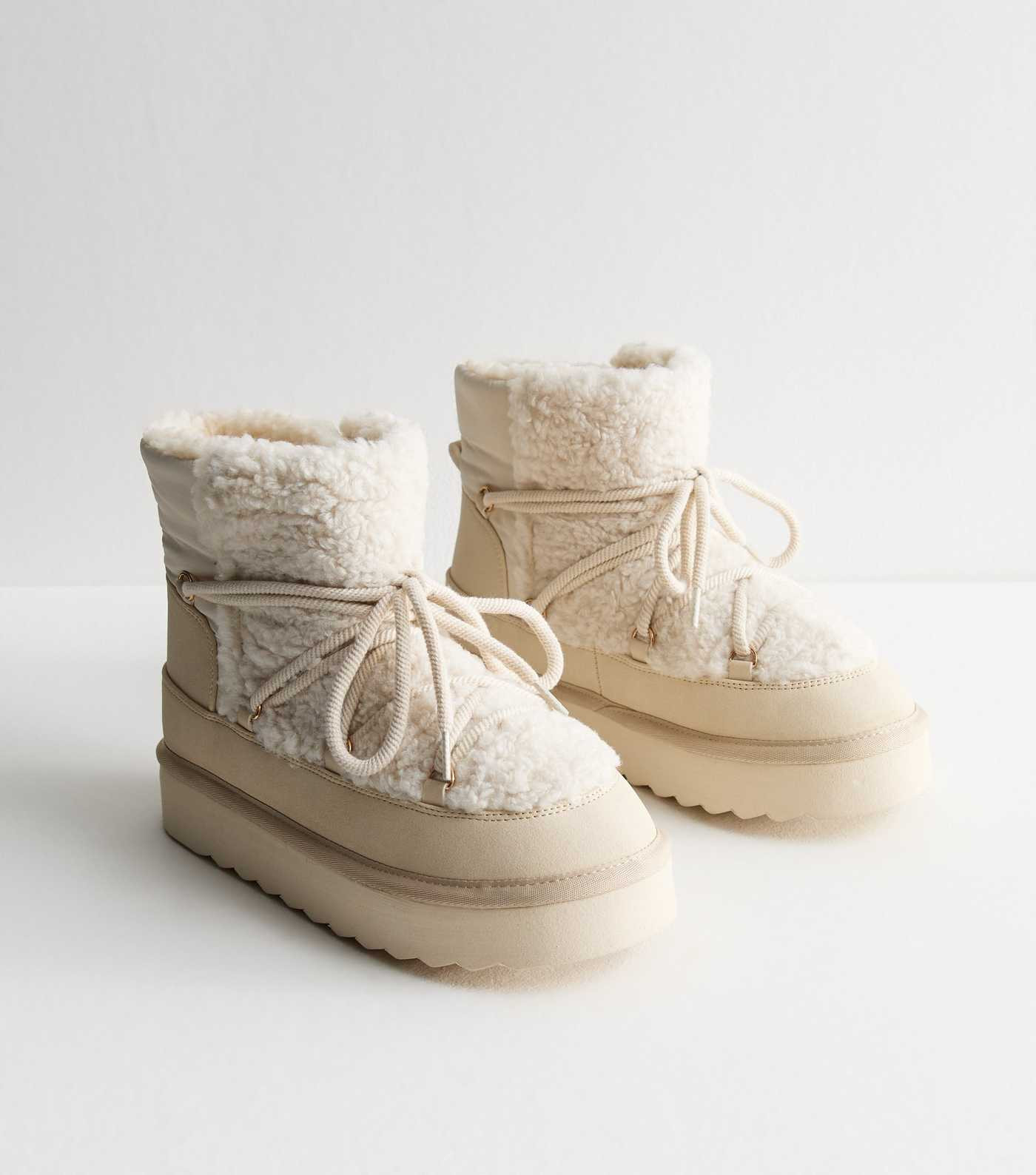 Off White Faux Shearling Faux Fur Lined Borg Boots
						
						Add to Saved Items
						Remove f... | New Look (UK)