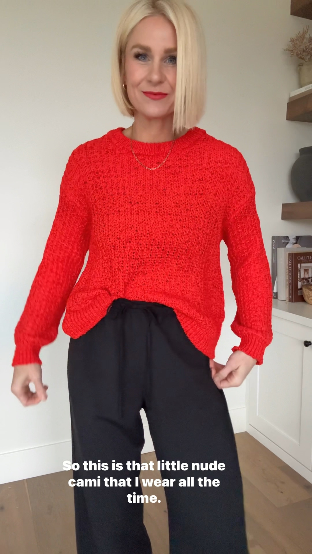 Mark my words — this sweater is going to fly when it goes live! Save this post to shop right away. Available in a taupe and ivory color too!
Also weraing the viral look for less pants that are $35 versus $138. So good! 
And my go-to layering cami to wear under lightweight or woven tops.

#LTKOver40 #LTKValentine #LTKgrwm