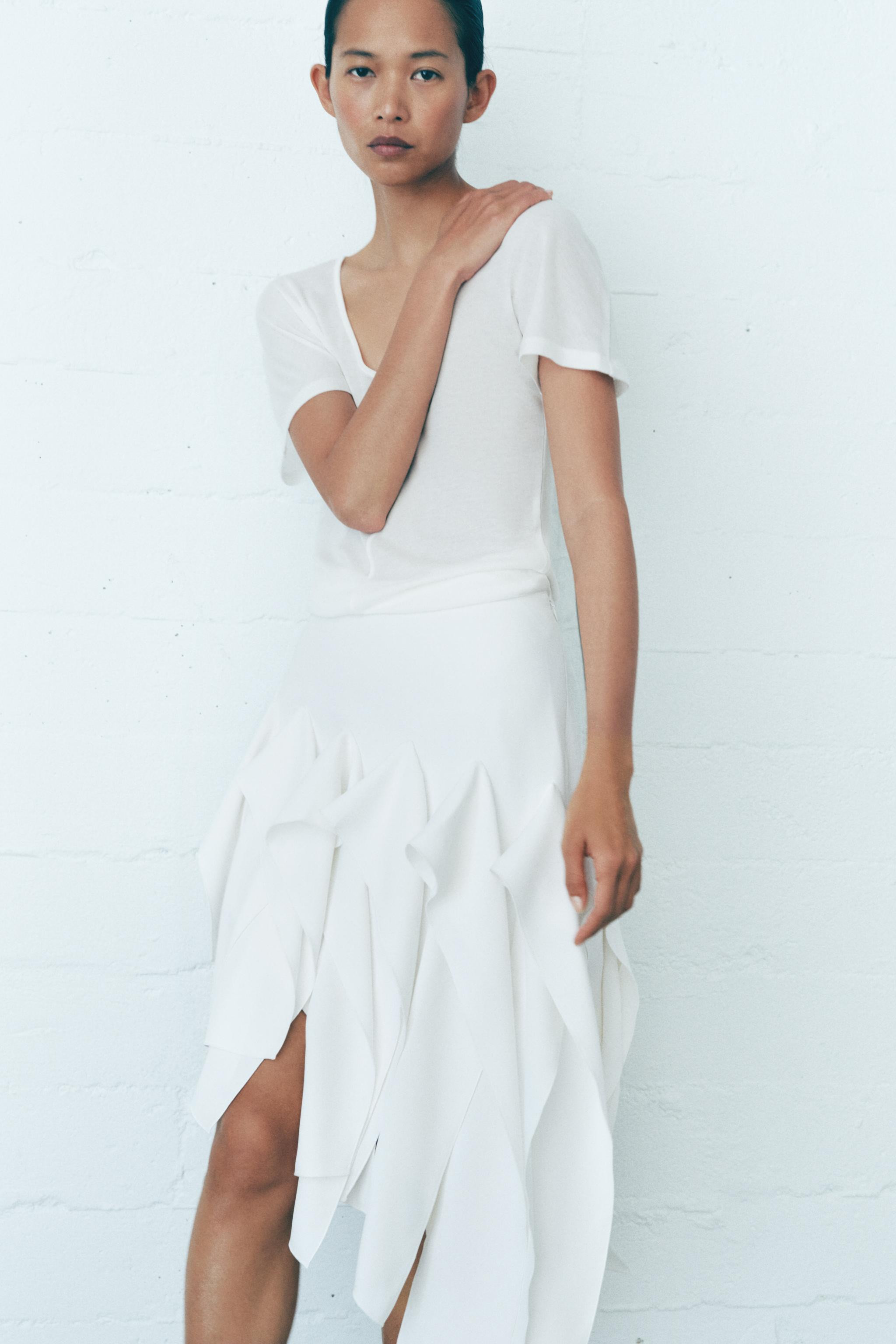 ZW COLLECTION ASYMMETRIC RUFFLED SKIRT | Zara US