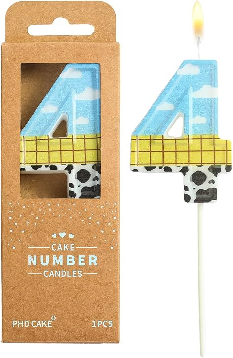 PHD CAKE 2.76 Inch Number 4 Toy Inspired Birthday Candles, Cartoon Story Number Candles, Cake Num... | Amazon (US)