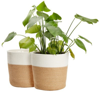 Juvale 2 Pack Decorative Jute Planter with Plastic Liner, Woven Basket for Plants, Floor, Storage, 11 In | Target
