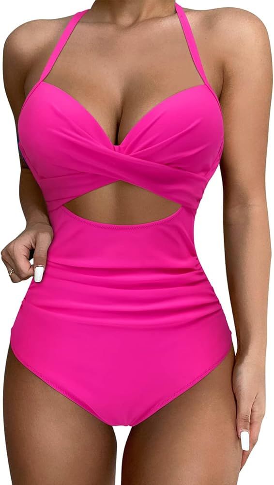 SUUKSESS Women Wrap Cut Out One Piece Swimsuit High Waisted Monokini Bathing Suit | Amazon (US)