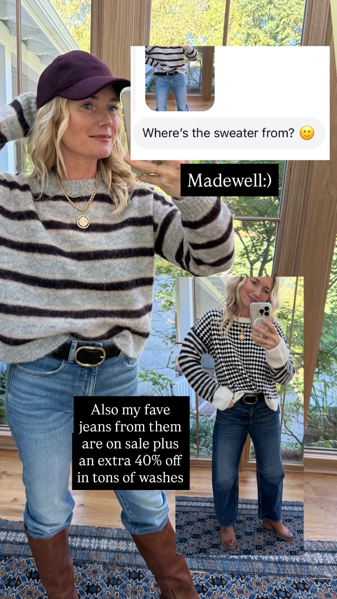 Sweater is from Madewell! This color is sold out but it comes in this awesome blue:) and my fave jeans from them are an extra 40% off too! linked everything below