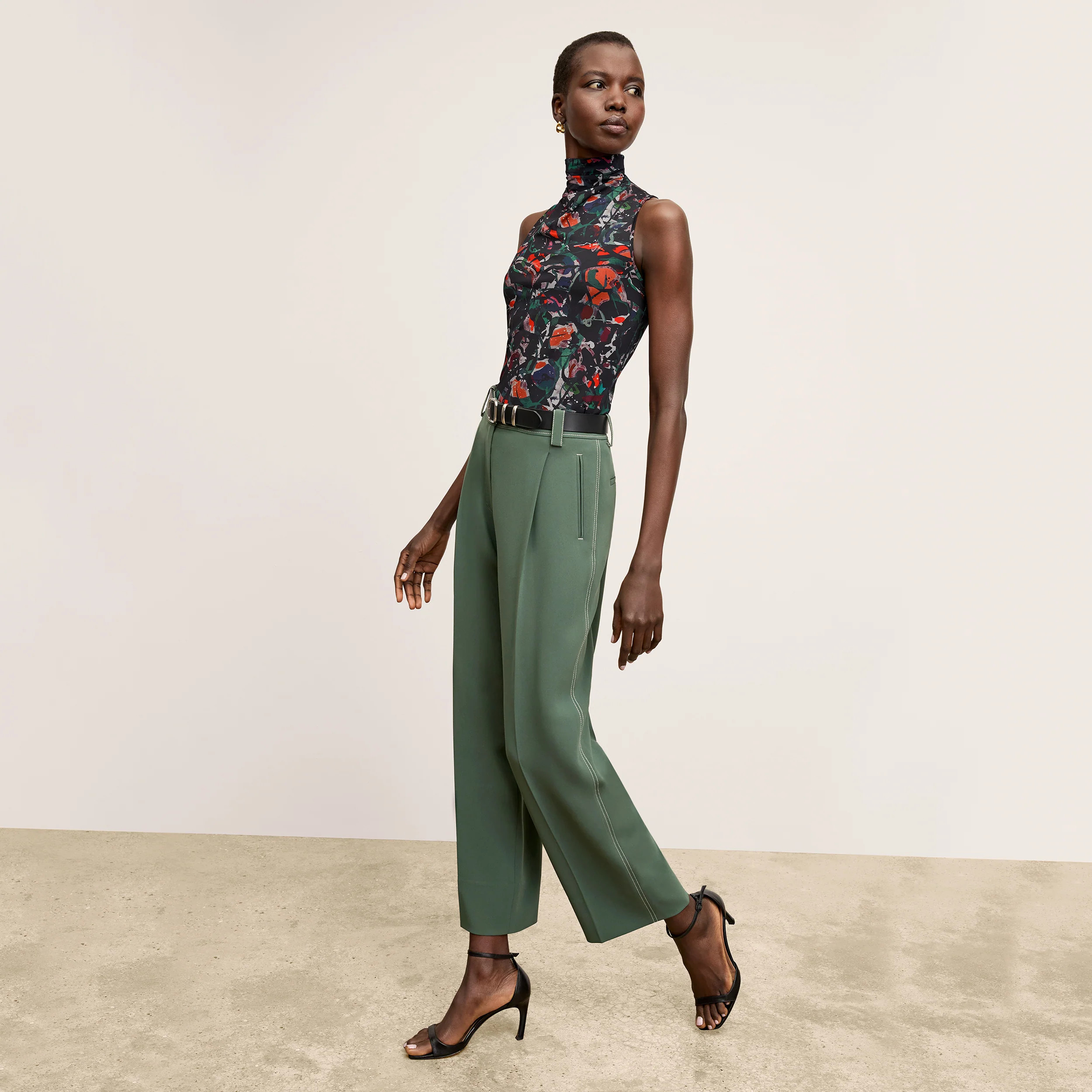 Arlo Pant - Everyday Crepe with Topstitch :: Dusty Pine | MM LaFleur