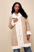 Warm Love Beige and Ivory Patchwork Shearling Coat | Lulus (US)