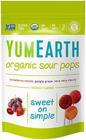 YumEarth Organic Lollipops, Assorted Flavors, 4.3 Ounce, 20 Lollipops - Allergy Friendly, Non GMO... | Amazon (US)