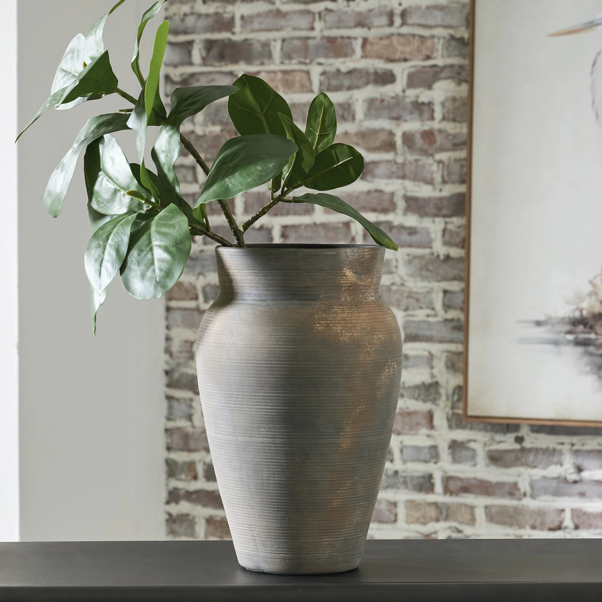 Signature Design by Ashley Brickmen Gray/Tan Vase - 9.8" W x 9.8" D x 15" H | Overstock