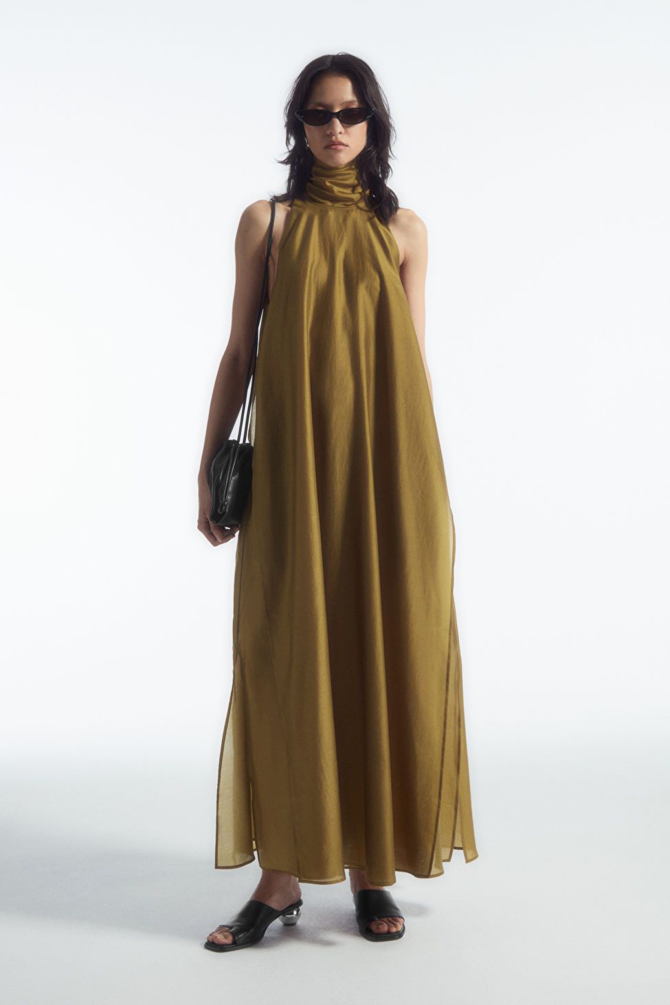 HALTERNECK A-LINE MAXI DRESS - KHAKI - Dresses - COS | COS (US)