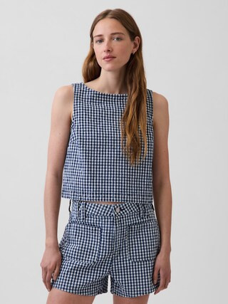 Gingham Denim Crop Shell Tank Top | Gap (CA)