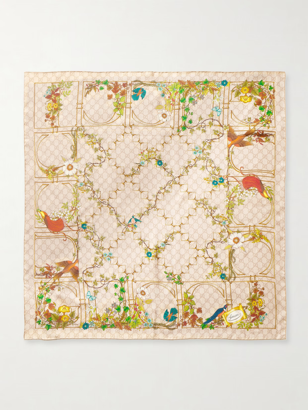 Gucci - Printed Silk Scarf - Cream | NET-A-PORTER (US)