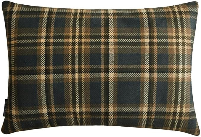 Winter Plaid Lumbar Pillow Cover, 12" x 16" Blue Velvet Pillowcase, Modern Plaid Farmhouse Buffal... | Amazon (US)