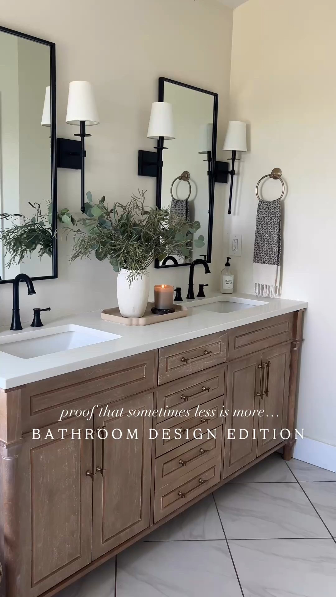Bathroom design inspo, vanity on major sale!!!

We did remove the original countertop this vanity came with because it is heavily gray veined marble and I wanted more white. Also swapped out the hardware for champagne bronze adjustable drawer pulls.

Bathroom cabinet, bathroom decor, bathroom accessories, wall mirror, wall sconce, bathroom faucet

#LTKHome #LTKSaleAlert