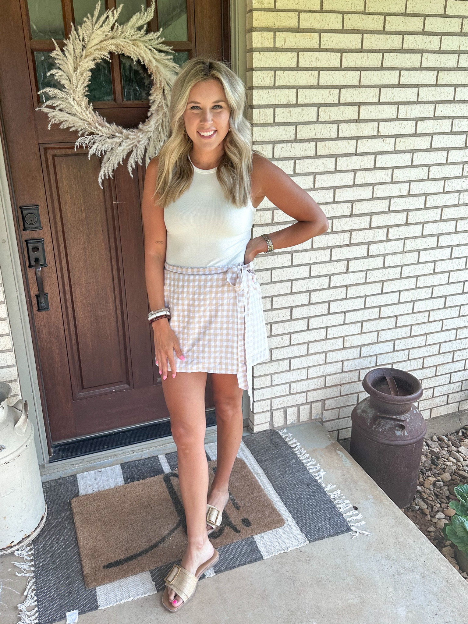 Paired this gingham skort with my favorite body suit, but you could even add a graphic tee for a fun flare! 3 colors to choose from, and the best part, only $12! Wearing my true size medium.

#LTKfit #LTKstyletip #LTKunder50