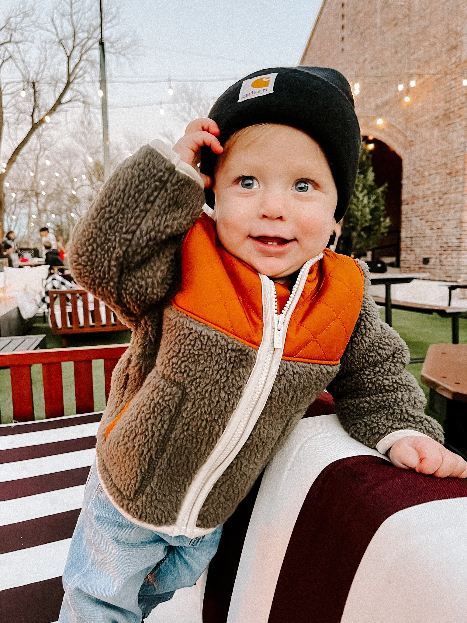 Baby carhartt beanie. Baby jacket. Baby fall fashion.  

#LTKkids #LTKbaby #LTKunder50