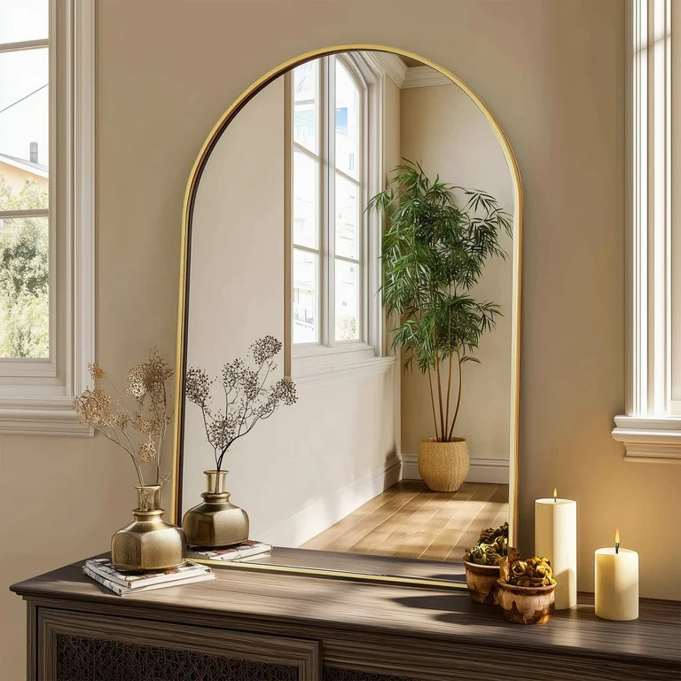 CONCETTA 26"x38" Bathroom Mirror, Decor Arched Wall Mirror, Bedroom Vanity Mirror with Metal Fram... | Walmart (US)