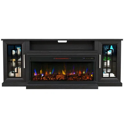 75" Highboy Electric Fireplace TV Stand - 40'' 3-Side Tempered Glass LED, Customizable Flame Effects, Fits 80/85'' Televisions, Modern Living Room Med | Wayfair North America