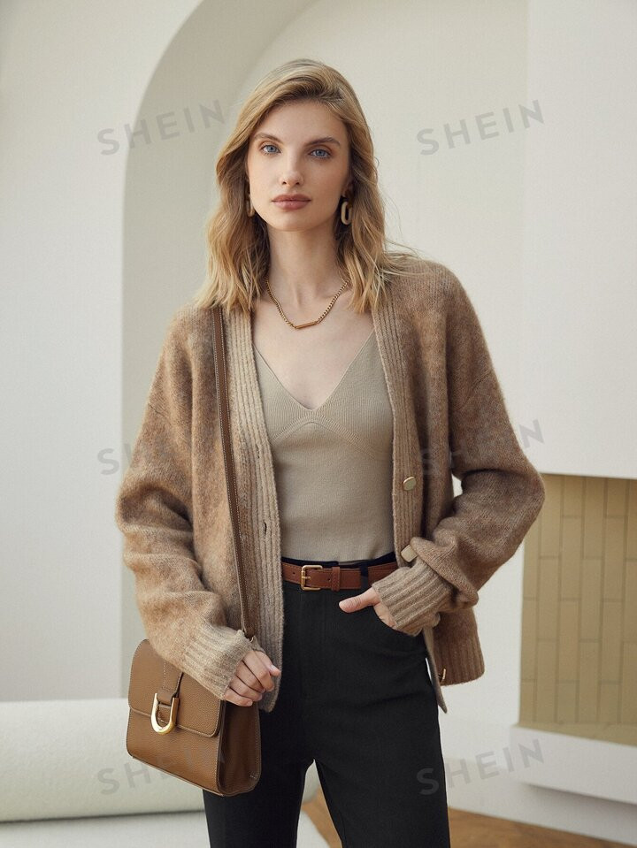 MOTF PREMIUM WOOL-MIX SPACE DYE CARDIGAN | SHEIN