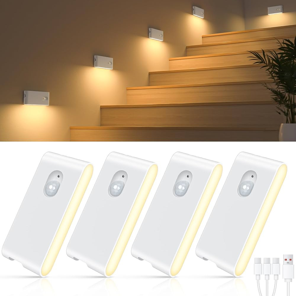 WILLED Stair Lights Indoor,Warm White Rechargeable Night Light,Wireless Motion Sensor Night Light... | Amazon (US)