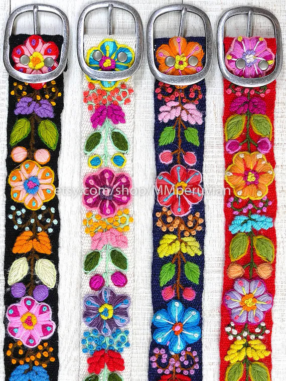 Hand embroidered belt floral colorful peruvian embroidered | Etsy | Etsy (US)