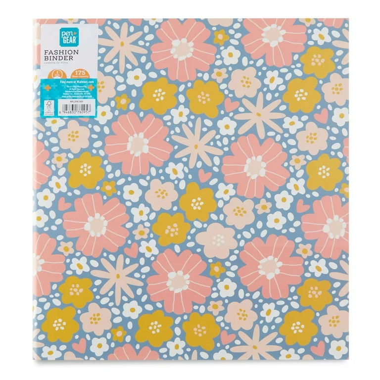Pen+Gear 3-Ring Fashion Binder, 1" Round Rings, 175 Sheet Capacity, Floral | Walmart (US)