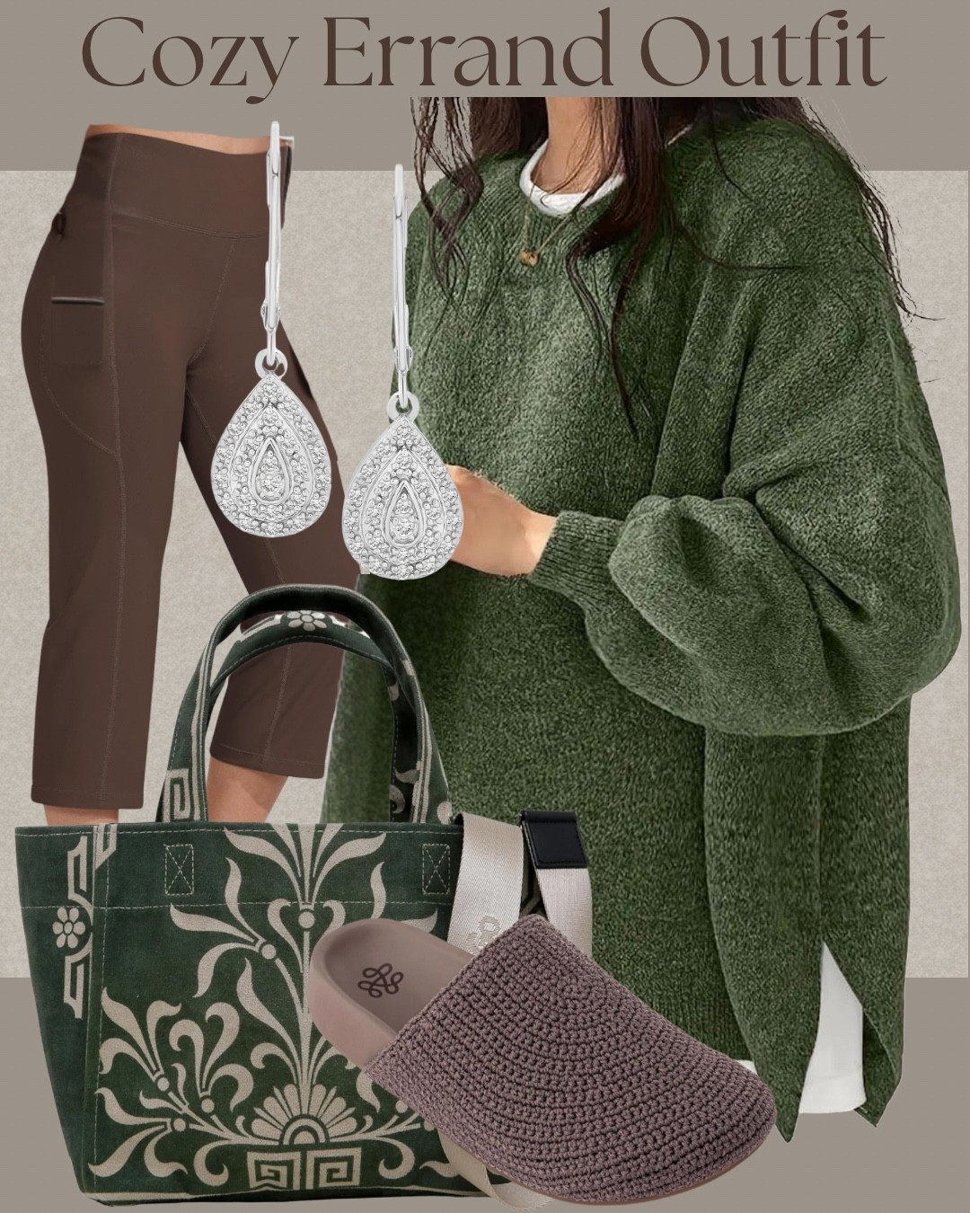 Cozy errand outfit with an oversized knit sweater and fitted bike shorts. The statement earrings, printed tote, and easy slip on shoes elevate this comfy combo so it feels intentional instead of thrown on.

#errandstyle #comfyoutfit #casualspring #ltkfinds

#LTKootd