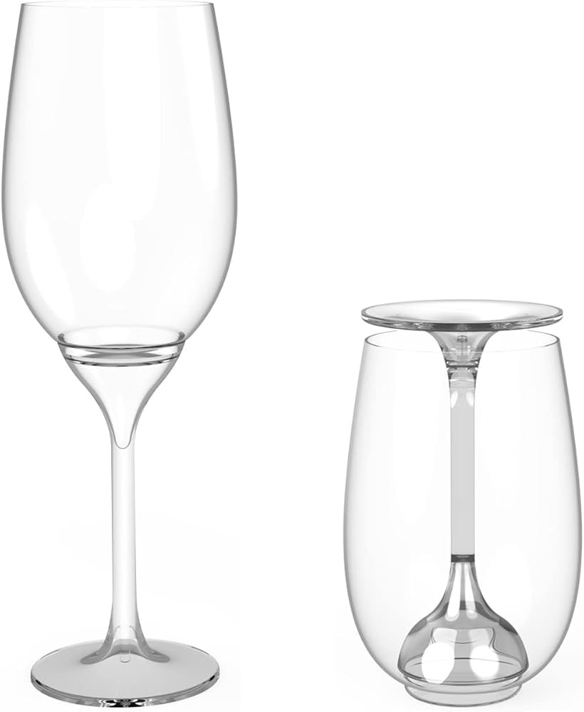 LAKEICUP Portable Collapsible Wine Glass: Shatterproof Clear Plastic Wine Glasses Reusable - Deta... | Amazon (US)