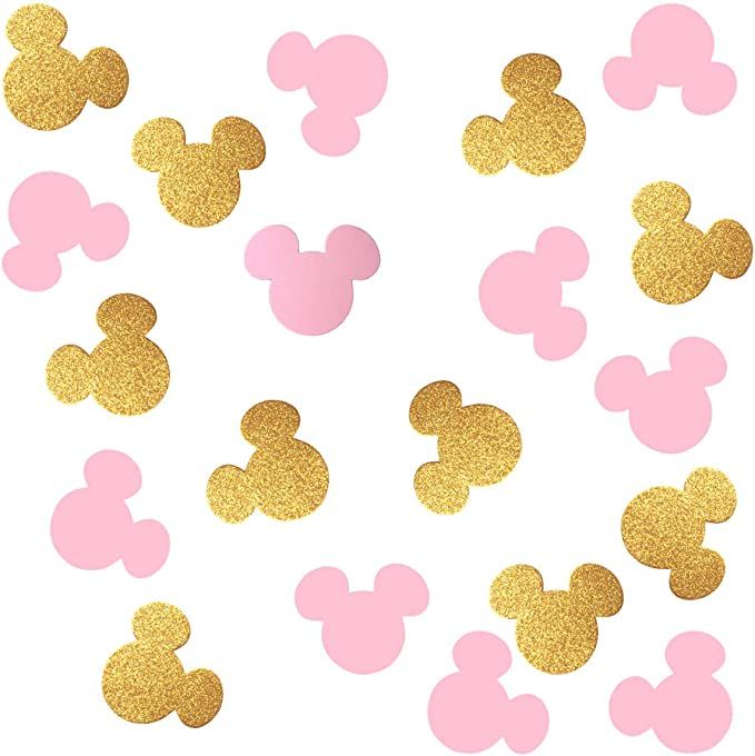 100 pcs Minnie Mouse Confetti,Pink And Gold Minnie Mouse confetti,Minnie Mouse Birthday,First Bir... | Amazon (US)