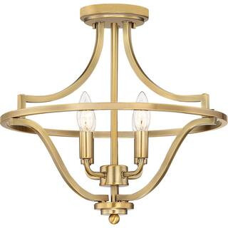 Harvel 16 in. 4-Light Weathered Brass Semi-Flush Mount | The Home Depot