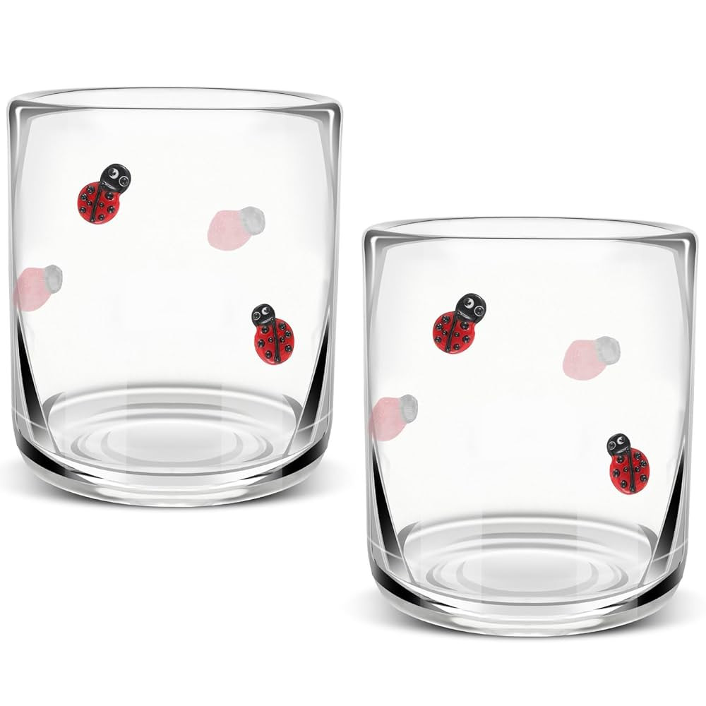 Ladybug Icon Juice Glasses, 14oz Red Ladybug Stemless Wine Drinking Juice Glass Cup for Summer Bi... | Amazon (US)