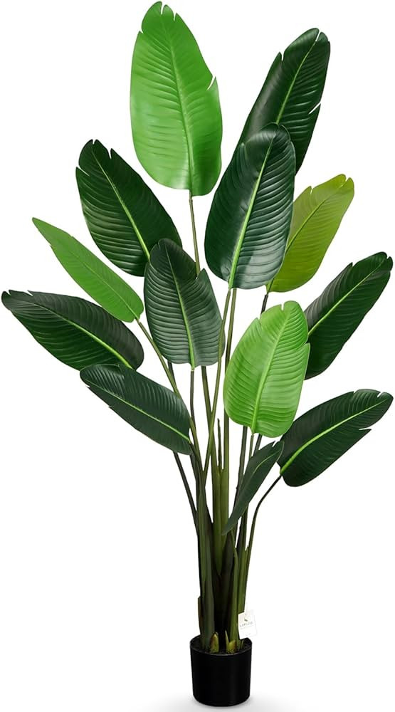 Artificial Bird of Paradise Tree Indoor, 6ft Tall Fake Plant Palm Tree with 13 Adjustable Leaves,... | Amazon (US)