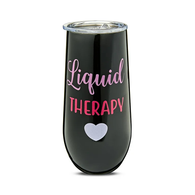 Valentine's Day 12 oz Liquid Therapy Black Stainless Steel Champagne Tumbler, by Way To Celebrate | Walmart (US)