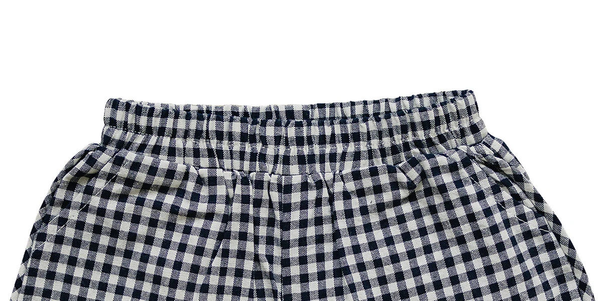 Dark Blue Gingham Shorts | Mebie Baby