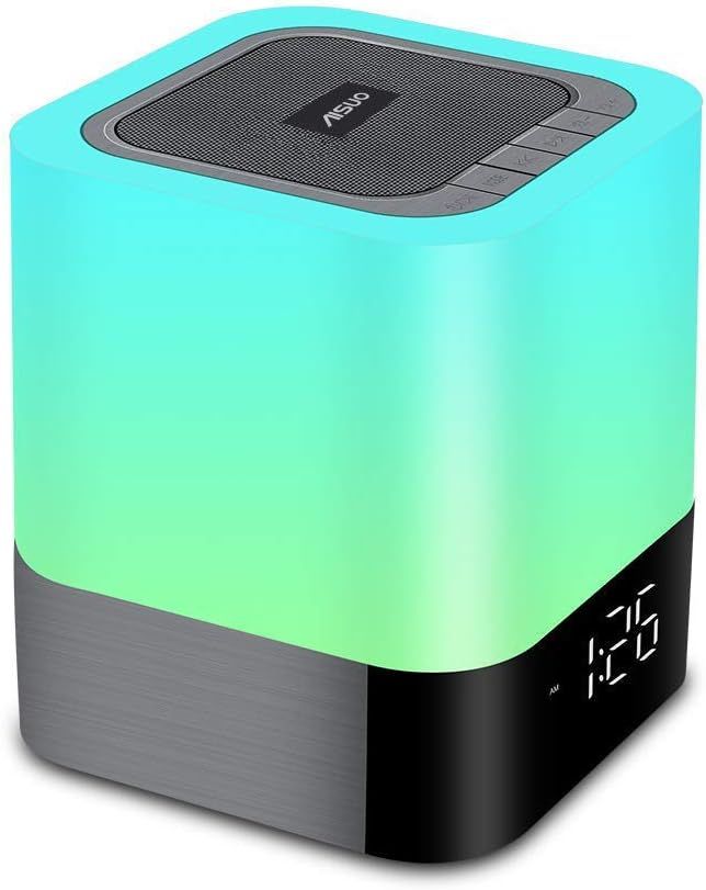 Aisuo Night Light-5 in 1 Bedside Lamp with Bluetooth Speaker, 12/24H Digital Calendar Alarm Clock... | Amazon (US)