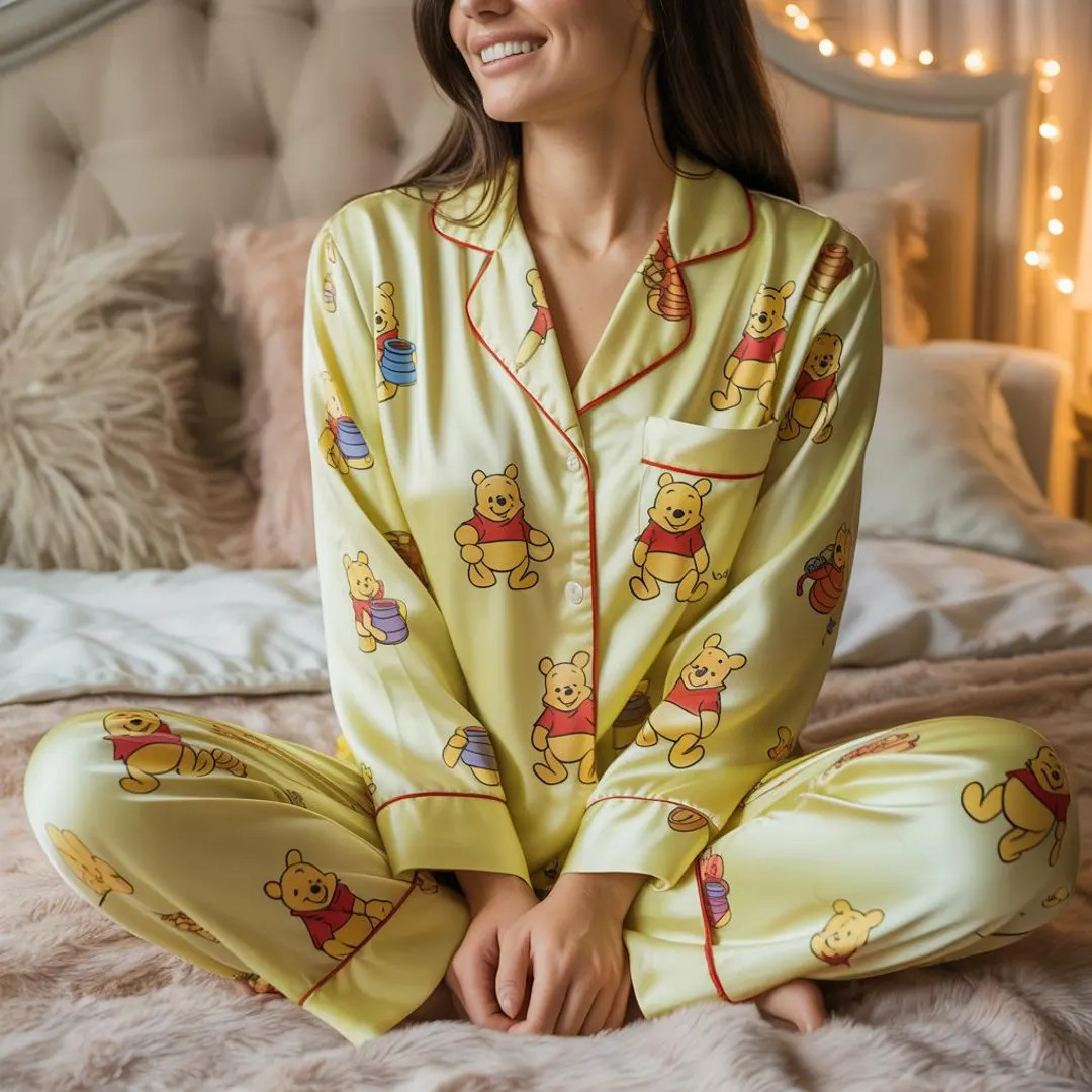 Winnie the Pooh and Honey Pot Print Pajamas Set, Pooh Bear All-over Print Disney Pjs, Cute Disney... | Etsy (US)