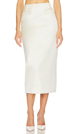 Heavy Satin Column Skirt in Bone | Revolve Clothing (Global)