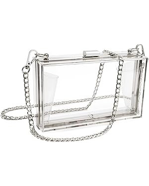 Women Cute Clear Purse Acrylic Box Clutch Handbag, Transparent Crossbody Evening Bag Stadium Appr... | Amazon (US)
