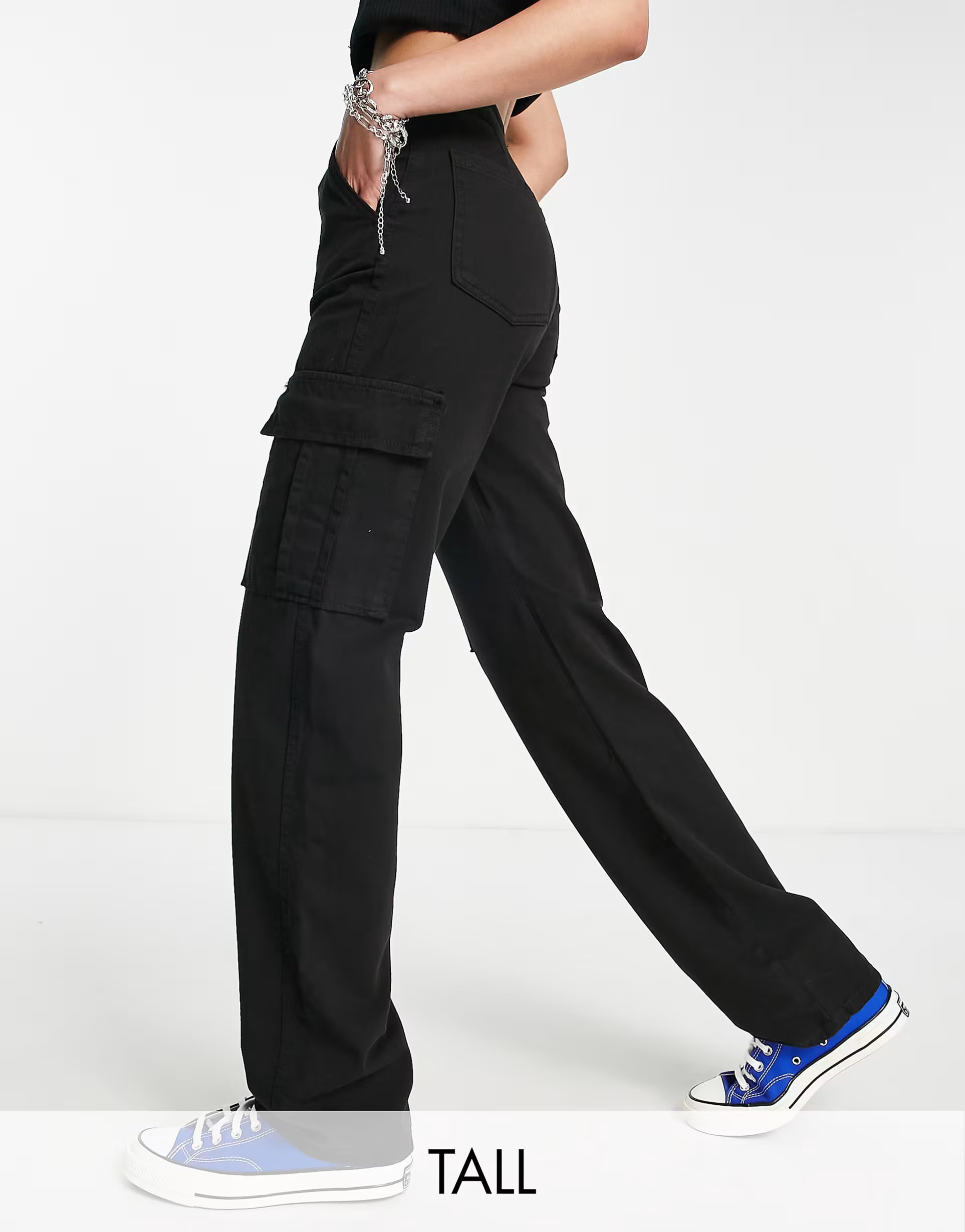 Stradivarius Tall straight leg cargo pants in black | ASOS (Global)