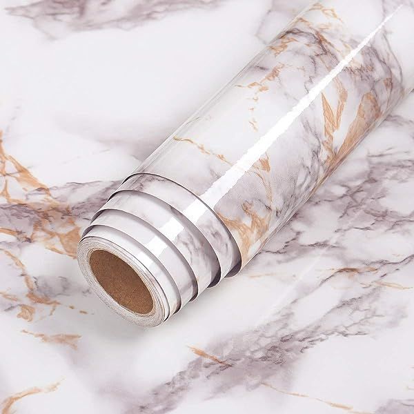 White/Beige Matte Marble Paper countertop Contact Paper Bathroom Marble Contact Paper Kitchen Waterp | Amazon (US)