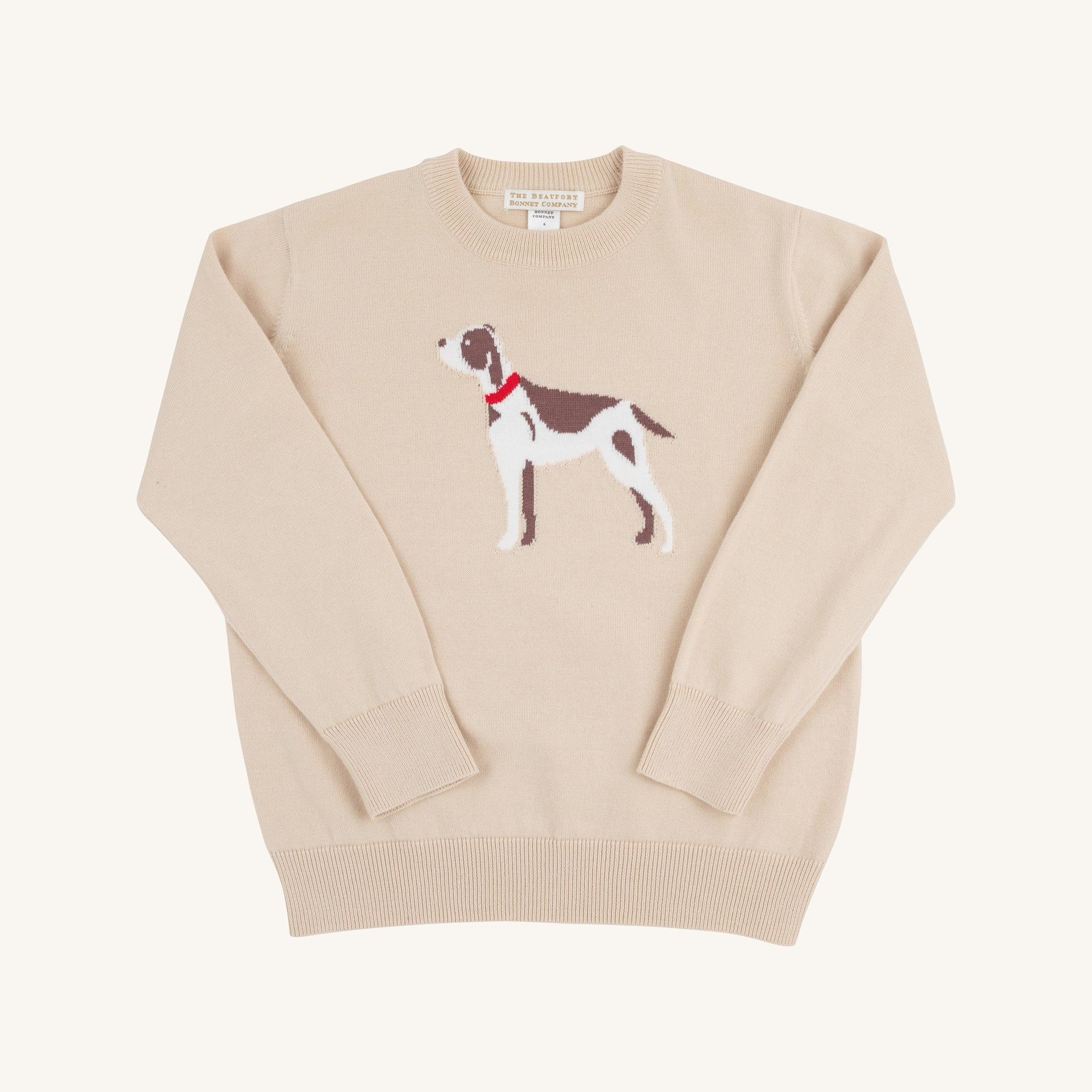 Isaac's Intarsia Sweater - Osprey Oatmeal with Dog Intarsia | The Beaufort Bonnet Company