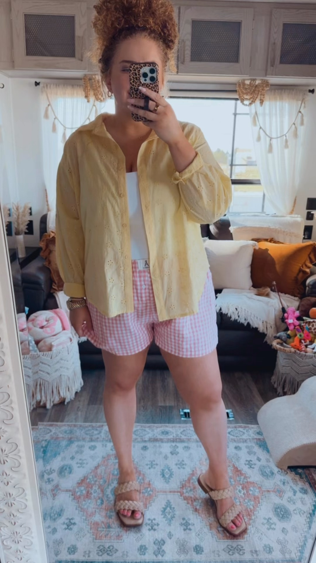 Easy spring outfits are my favorite lately ☀️ Sharing a comfy casual look that’s perfect for slow mornings, brunch dates, and wandering the farmers market. 🧺Linking this laid back spring outfit here on my LTK 🌼 spring outfit | spring fashion | casual spring outfit | everyday spring outfit | spring brunch outfit | brunch outfit | farmers market outfit | weekend outfit | casual weekend style | spring casual style | amazon spring outfit | amazon fashion | amazon outfit | spring layers | lightweight spring outfit | comfy spring outfit | relaxed spring style | spring basics | everyday basics outfit | spring wardrobe | boxer shorts outfit | checkered boxer shorts | yellow button down | white tank top outfit | braided sandals | casual daytime outfit

#LTKSaleAlert #LTKSpringSale #LTKMidsize