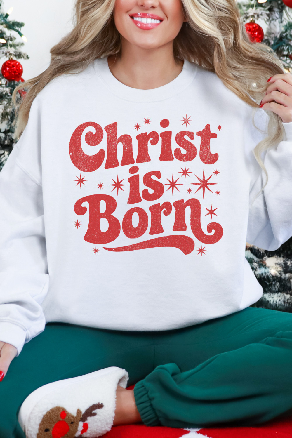 Christmas Sweatshirt. Christian Clothing. Faith. Unique Find. Etsy. Small Business. Christ is Born. Christmas Lyrics. 

 #LTKHoliday #LTKSeasonal #LTKFindsUnder50