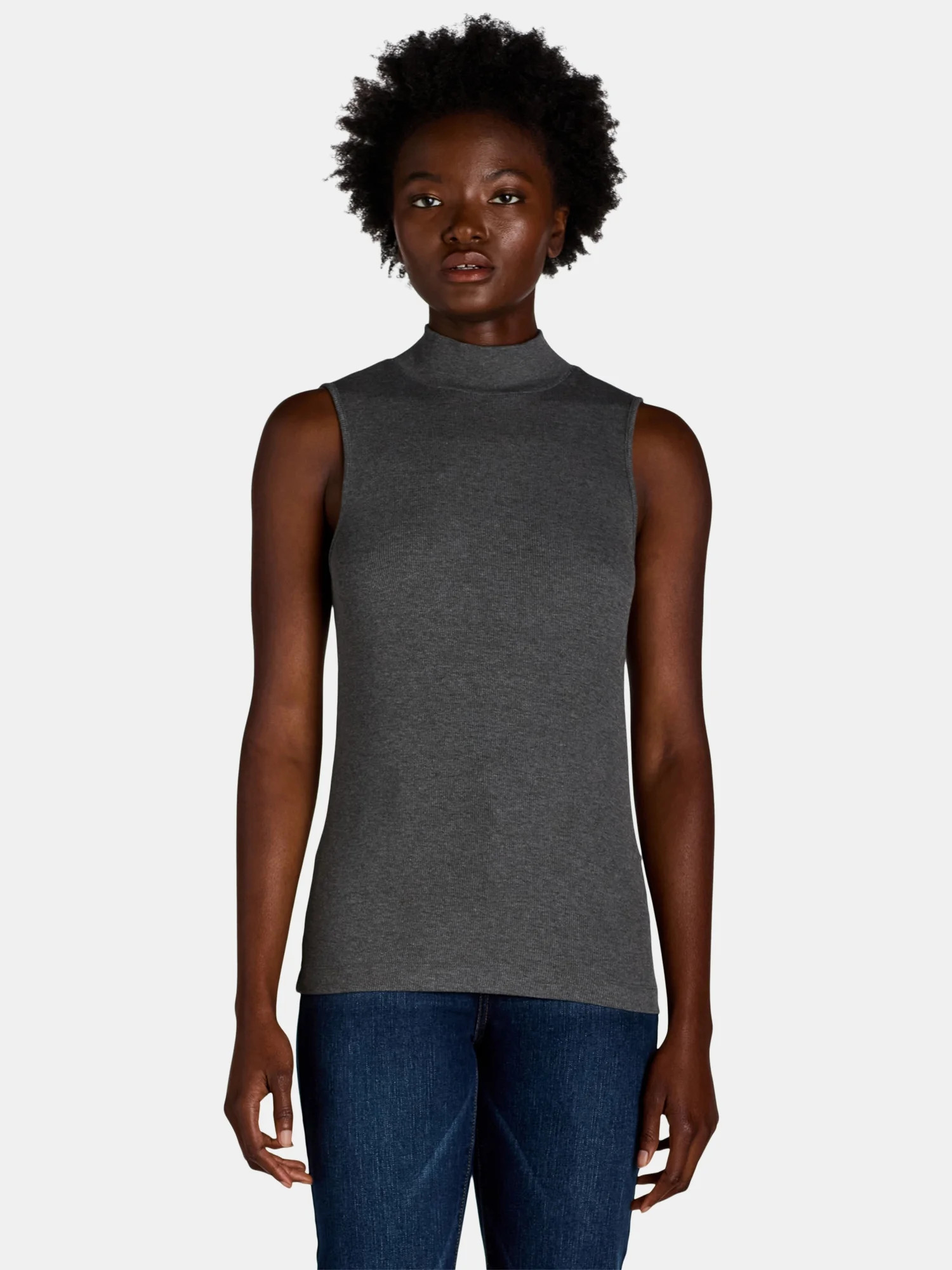 Time and Tru Women's Mock Neck Sleeveless Top, 2-Pack, Sizes XS-XXXL | Walmart (US)